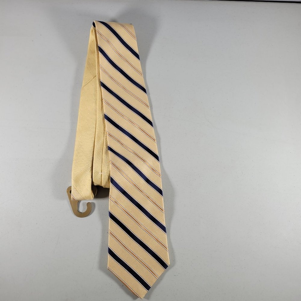 Tommy Hilfiger Mens Neck Tie Yellow & Blue Stripes Size 3.5" x 57" Silk With Tag